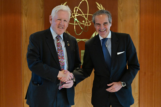 Rafael Mariano Grossi, IAEA Director-General, met with HE Mr. Bob Rae, Resident Representative of Canada to UN New York, during his official visit to the Agency headquarters in Vienna, Austria. 11 July 2025.