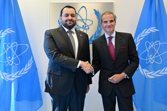 Rafael Mariano Grossi, IAEA Director-General, met with HE Dr. Mohammed bin Abdulaziz Al-Khulaifi, Minister of State of Qatar, during his official visit to the Agency headquarters in Vienna, Austria. 4 September 2025.