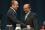 Mou?n Hamzé of Lebanon (left), incoming President of the General Conference, is welcomed on stage by the outgoing President,  Ambassador Abdul Samad Minty (right), Governor of the Republic of South Africa to the IAEA's Board of Governors. Mr. Hamzé  is Secretary General of Lebanon's National Council for Scientific Research. (17 September 2007)