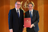 Rafael Mariano Grossi, IAEA Director General, met with Mr. Marek Szczygiel, Head of Mission of Poland in Vienna, during a visit to the Director-General at the Agency headquarters in Vienna, Austria. 19 April 2025