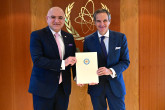 The new Resident Representative of Georgia to the IAEA, HE Mr. Alexander Maisuradze, presented his credentials to IAEA Director General Rafael Mariano Grossi, at the Agency headquarters in Vienna, Austria. 25 March 2025