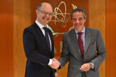 Rafael Mariano Grossi, IAEA Director-General, met with Ambassador Gregor K?ssler, Head of the Political Department, Ministry of Foreign Affairs, during his official visit to the Agency headquarters in Vienna, Austria. 20 January 2025.
