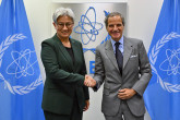 Rafael Mariano Grossi, IAEA Director-General, met with Senator the Honourable Penny Wong, Australian Minister of Foreign Affairs, during his official visit to the Agency headquarters in Vienna, Austria. 24 January 2025.