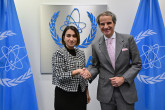 Rafael Mariano Grossi, IAEA Director-General, met with HE Ms. Laura Sarabia Torres, Minister of Foreign Affairs of Colombia, during her official visit to the Agency headquarters in Vienna, Austria. 10 March 2025.