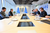 IAEA Director General Rafael Mariano Grossi met with HE Mr. LI Song, Resident Representative of China to the IAEA, HE Reza Najafi, Resident Representative of the Islamic Republic of Iran to the IAEA, and HE Mr. Mikhail Ulyanov, Resident Representative of the Russian Federation to the IAEA on joint note on Iran’s Nuclear Program during their official meeting at the Agency headquarters in Vienna, Austria. 24 April 2025.