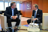 Rafael Mariano Grossi, IAEA Director-General, met with Jan Emblemsvag, Head of NuProShip, Norway, during his official visit to the Agency headquarters in Vienna, Austria. 27 May 2025.

 