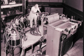 Scylla experiment was the first to show that deuterium gas can be heated to 10,000,000 degrees in the laboratory and confined by magnetic fields. 
Experiment initiated in 1957.
(IAEA Archives/Credit: Courtesy of the Los Alamos National Laboratory’s National Security Research Center, USA)