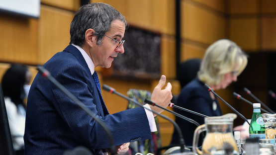 Director General Rafael Mariano Grossi delivering his opening statement to the IAEA Board of Governors