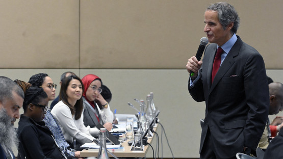 IAEA Director-General, Rafael Mariano Grossi, welcomes participants at the annual session of the Nuclear Law Institute, held in Vienna, Austria.?