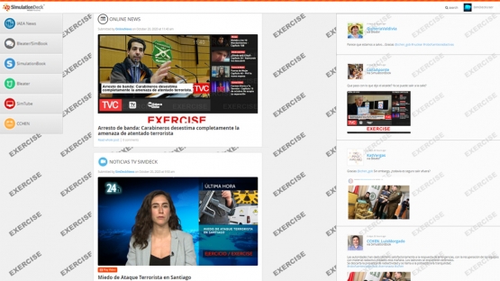 A capture of the social media simulator, adapted by the IAEA for nuclear emergency response from Chile’s CCHEN
